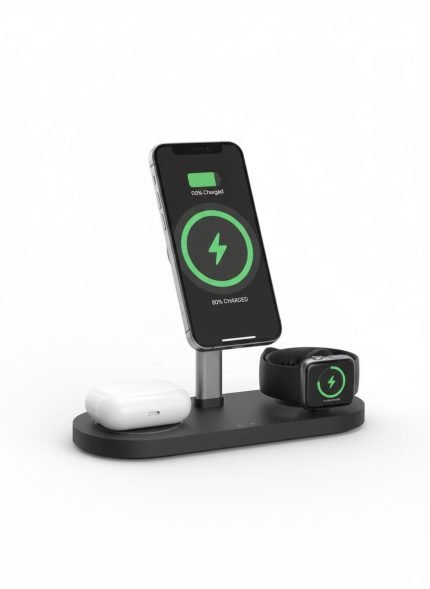 استند و شارژر وایرلس ۳ در ۱ (3-in-1 Wireless Charger)
